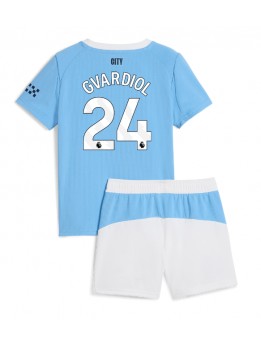 Manchester City Josko Gvardiol #24 Replika Hemmakläder Barn 2025-26 Kortärmad (+ byxor)